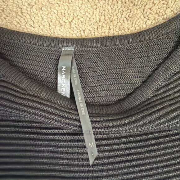 Marc New York Dress Womens M Black Ribbed Bodycon Business Basic Office Funeral - Picture 3 of 7